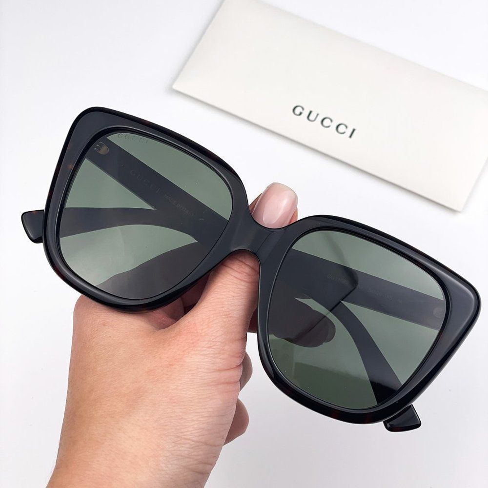 Gucci GG1169S 003 Sunglasses Havana Green Oversized Women